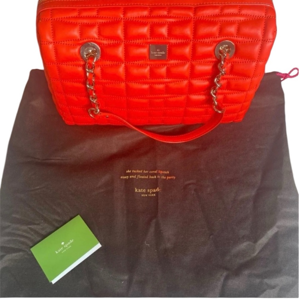 Kate Spade Quilted Leather “Maxie” Handbag in Flame Red. NWT, Original Dustbag - Picture 7 of 13